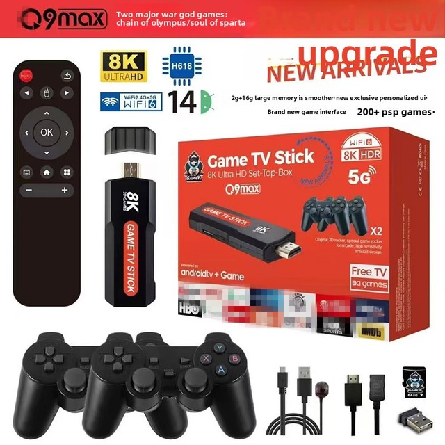 Cross-border E-commerce Network TV Box Gaming Console Dual-OS 2-in-1 8K HD 3D Dual-band WiFi for 16GB Memory 64GB TF Card