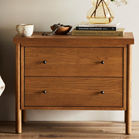 Table de chevet moderne en chêne, sur mesure, avec 2 tiroirs, console d'appoint en bois massif pour armoire de salle d'exposition