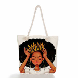Nouvelle Mode Noir Art Filles Africaines Imprimé Sublimation Sacs Fourre-Tout Sacs à Main pour Femmes Vente en Gros - Product Image 4