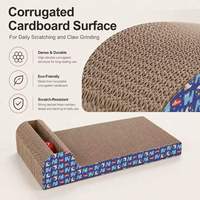 Grattoir pour chat en carton ondulé en gros avec boule à rouler et clochette, forme en P, coussin à gratter pour chat, emballage personnalisé