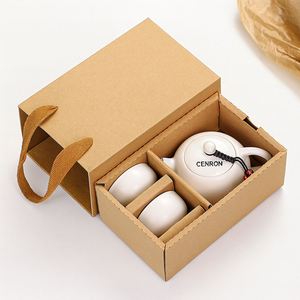 Juego de Regalo Clásico para la Ceremonia del Té Chino, Tetera y Tazas de Cerámica Portátiles en Caja de Cartón Kraft, Regalo Corporativo Ideal para Clientes - Product Image 2