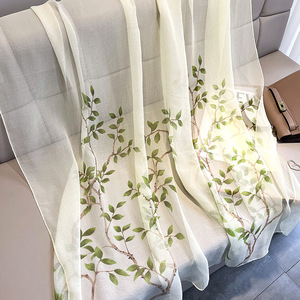 Khăn Rằn Vải Voan Georgette Thanh Lịch Màu Xanh Lá Cho Nữ Khăn Trùm Đầu Mỏng Chống Nắng Đi Biển Mùa Hè - Product Image 4