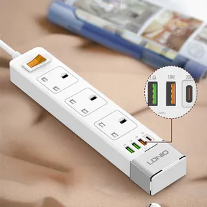 LDNIO SK3467 quick Charge UK Plug Power Strip PD QC3.0 fast charging Extension Socket multiple use outlet power strip