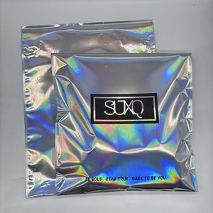 Sac d'expédition holographique personnalisé avec logo, sac d'expédition express pour vêtements, pochette d'expédition en polyéthylène, pochette d'expédition argentée métallisée - Product Image 5