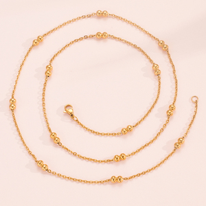 Collier en acier inoxydable pour femmes, couleur argent et couleur or, 2,5 mm, chaîne à maillons uniques avec perles et breloques, 14-30 pouces, bijoux en métal - Product Image 6