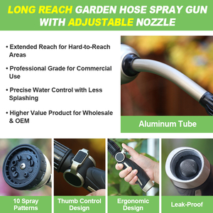 SUNSHINE Lance <span class=keywords><strong>d</strong></span>'arrosage robuste en métal pour tuyau <span class=keywords><strong>d</strong></span>'arrosage de jardin avec 10 modes de pulvérisation, pulvérisateur de tuyau de 15 pouces avec contrôle du <span class=keywords><strong>d</strong></span>ébit par pouce - Product Image 3