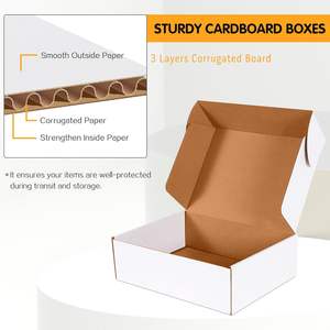 Boîtes d'expédition 12x9x4 pouces, lot de 20, boîte en carton ondulé blanc, boîte d'expédition de documentation - Product Image 2