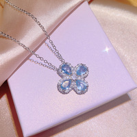 Ensemble de bijoux exquis KISS0137 en forme de trèfle à quatre feuilles pour femmes, plaqué platine, laiton, pierres en zircon, tendance, cadeau de mariage