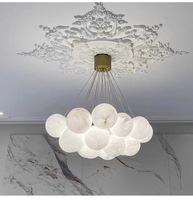 Lustre suspendu LED moderne en albâtre, style orb, sur mesure, directement de l'usine, grand modèle pour hall d'hôtel, villa, salle à manger