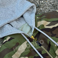 Blouson bomber réversible en coton sergé isolé avec logo personnalisé, blouson bomber réversible camouflage pour homme