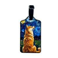 Étiquette de bagage personnalisable en cuir PU, motifs animaliers tendance, badge nominatif