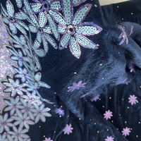 NOUVEAU Tissu en velours brodé de paillettes 100 % polyester pour vêtements africains haut de gamme, idéal pour les sacs de fête pour filles
