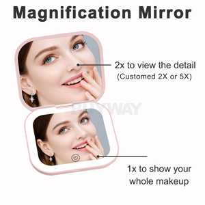 Wholesale Magnification Customized Logo Adjustment Light Illuminated Girl Cute Led Pocket <strong>Mirror</strong> Travel <strong>Hand</strong> <strong>Held</strong> <strong>Mirror</strong> - Product Image 4
