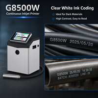 Imprimante jet d'encre continu (CIJ) industrielle G8500W à encre blanche pour le marquage de dates et de lots sur plastique foncé, caoutchouc, câbles et tuyaux