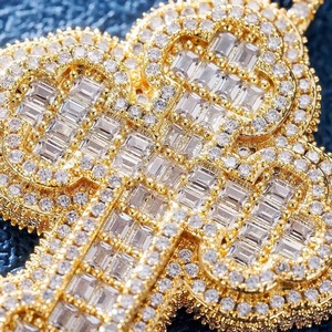 Cross Pendant Copper Alloy Pave Setting Zircon Hip Hop Unisex Necklace Silver Gold 24 Inch Chain - Product Image 3