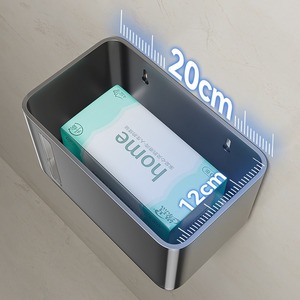 Bathroom Tissue <b>Box</b> Wall Mounted Waterproof Storage Rack Rectangular No Drill Required Toilet Paper Holder - Product Image 3