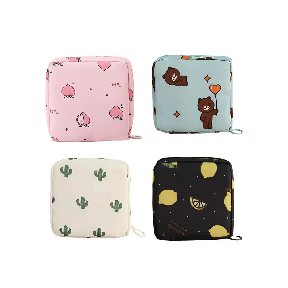 Lovely Waterproof Sanitary Napkin Holder Cosmetic Lipstick Pouch Coin Purse Cosmetic Sanitary Pad Storage Bag