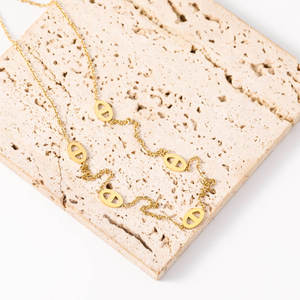18K Gold Plated Stainless Steel Mariner Oval Cutout Link Cable Chain <b>Necklace</b>, Minimalist Light Luxury Women Clavicle Jewelry - Product Image 5