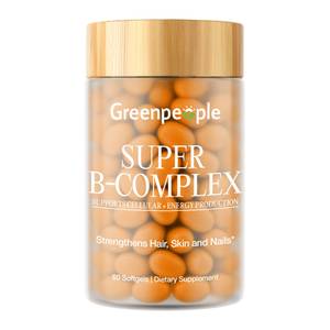 Cápsulas de Gel Suave con Complejo B Natural, Certificadas Halal <span class=keywords><strong>y</strong></span> Aptas para Veganos, con Vitaminas <span class=keywords><strong>B1</strong></span>, <span class=keywords><strong>B6</strong></span> <span class=keywords><strong>y</strong></span> B12, 60 Unidades para Adultos - Product Image 1