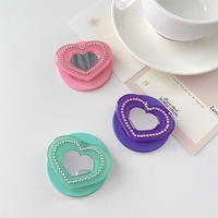 Support de téléphone magnétique en forme de cœur avec strass, style Japon et Corée, extensible, accessoires de mode pour femmes