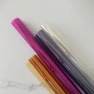 Material Bopp reciclable Papel de regalo de flores de celofán de color de lujo transparente