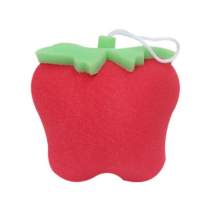 Apple Shaped Bath <b>Sponge</b> For Kids With Rope <b>Handle</b> Soft Foam Cleansing Tool - Product Image 1