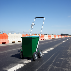 Machine de marquage routier à sec robuste à 4 roues en acier, capacité 50 lb, verte - Product Image 2