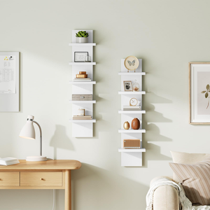 Étagère <span class=keywords><strong>murale</strong></span> flottante en bois blanc moderne pour chambres à coucher, étagère <span class=keywords><strong>murale</strong></span> rustique étroite, rangement multifonctionnel - Product Image 5