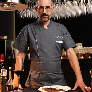 Cocinar comida cocina verano manga corta para camareros camarera Chef abrigo chaqueta Hotel uniforme personal restaurante y Bar uniformes - Product Image 3