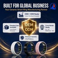 Bague connectée en céramique avec contrôle gestuel, personnalisable OEM, moniteur de santé, de sommeil et de fréquence cardiaque, pour la vente en gros mondiale