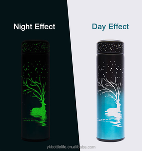 Botella termo de vacío de doble pared, vaso fluorescente de 500ml con brillo en la oscuridad, luminoso, de acero inoxidable - Product Image 6