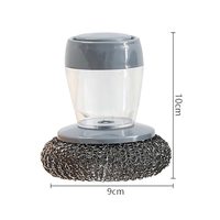 Vente chaude presse fil d'acier multifonctionnel manche court cuisine PET poils nettoyant brosse avec distributeur de savon pour Pots