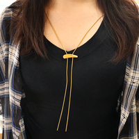 Bouton de corne de bohème en acier inoxydable sans nickel ajuster collier bijoux fantaisie PVD plaqué or longue chaîne de chandail collier