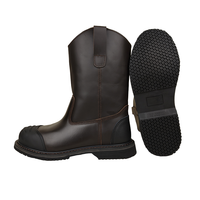 Bottes de travail Wellington à embout et semelle intermédiaire en acier pour la construction, marron foncé, avec construction Goodyear, pour le travail en milieu pétrolier, chaussures de sécurité montantes