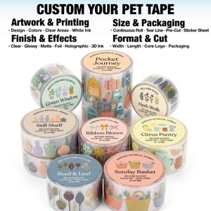 เทปใส PET ลายพฤกษศาสตร์ สำหรับตกแต่งสมุดบันทึก สมุดภาพ และสมุดวางแผน แบบม้วน มีแผ่นรองหลังสำหรับลอกออกได้ - Product Image 2
