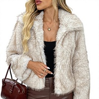 Manteau court en fausse fourrure pour femme, doux et ajusté, à col large et devant ouvert, personnalisation OEM ODM