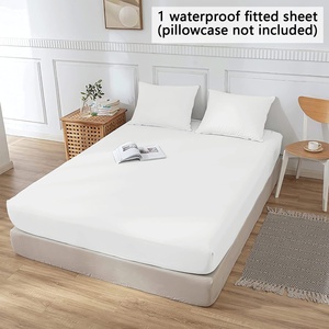 واقي مرتبة منسوج من ألياف البوليستر المقاومة للماء، سادة ومصقول، قابل للغسل في الغسالة، للاستخدام المنزلي طوال العام، وسادة حماية للسرير - Product Image 1