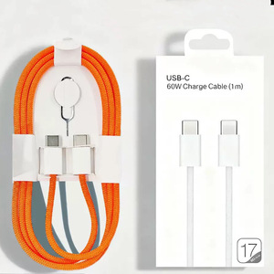 Cable de Carga y Datos Tipo <span class=keywords><strong>C</strong></span> a Tipo <span class=keywords><strong>C</strong></span> de Alta Calidad, Blanco y Naranja, 1M 60W, Carga Rápida para iPhone 17, 2026 - Product Image 1