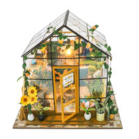 Kit de montage maisonnette en bois 3D Sunshine House, modèle maison fleurie, kit serre DIY personnalisé en gros, maison de jardin, kit miniatures Booknook DIY