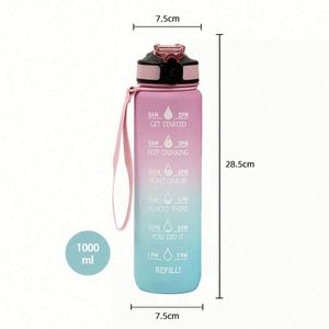 Bouteille d'eau grande capacité 1 litre (32 oz) sans BPA, anti-fuite, avec marqueur de temps et infuseur à fruits - Product Image 6