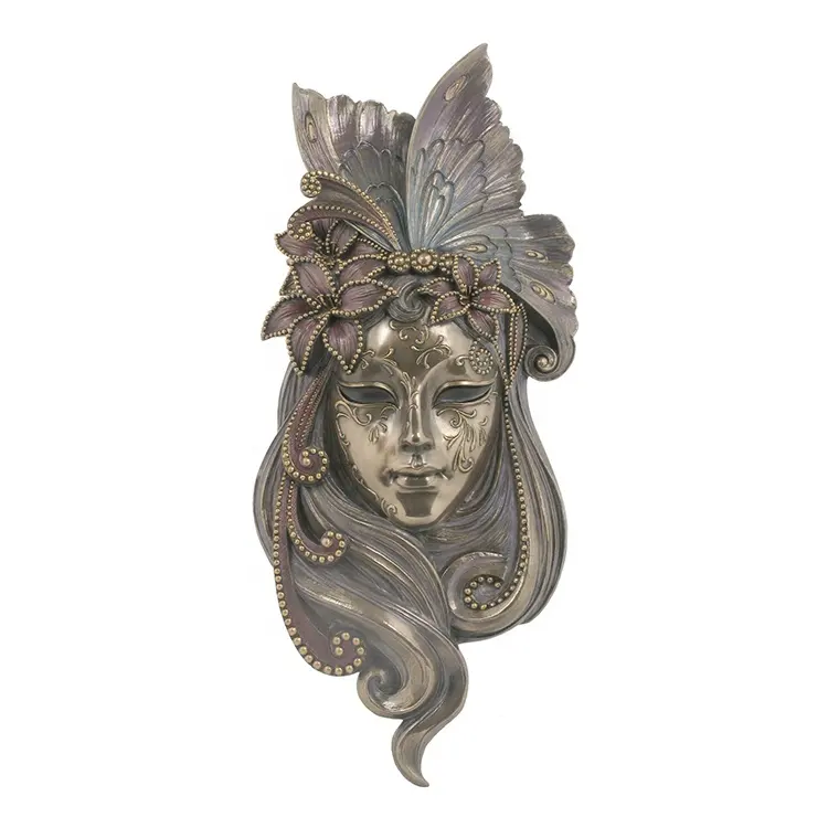 VERONESE DESIGN-WALL PLAQUE - VENETIAN MASK - LILY - COLD CAST BRONZE -OEM AVAILABLE