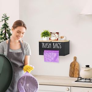 Support de sac poubelle en <span class=keywords><strong>bois</strong></span> Distributeur de sac poubelle <span class=keywords><strong>mural</strong></span> avec couvercle Support de sac poubelle en <span class=keywords><strong>bois</strong></span> - Product Image 6