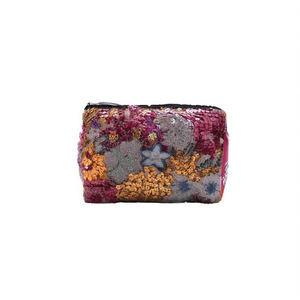 Bolsa de Maquillaje Bordada con Lentejuelas y Perlas Florales de 11x8x20cm para Mujer, Organizador de Cosméticos - Product Image 2