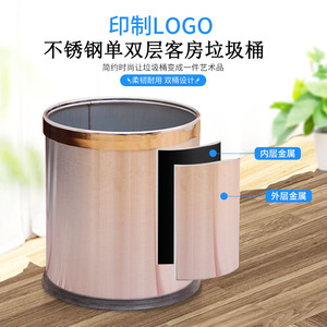 Stainless Steel Waste <b>Bin</b> 8L Cylindrical With <b>Lid</b> Indoor Use Kitchen Bathroom Bedroom Hotel Style - Product Image 4