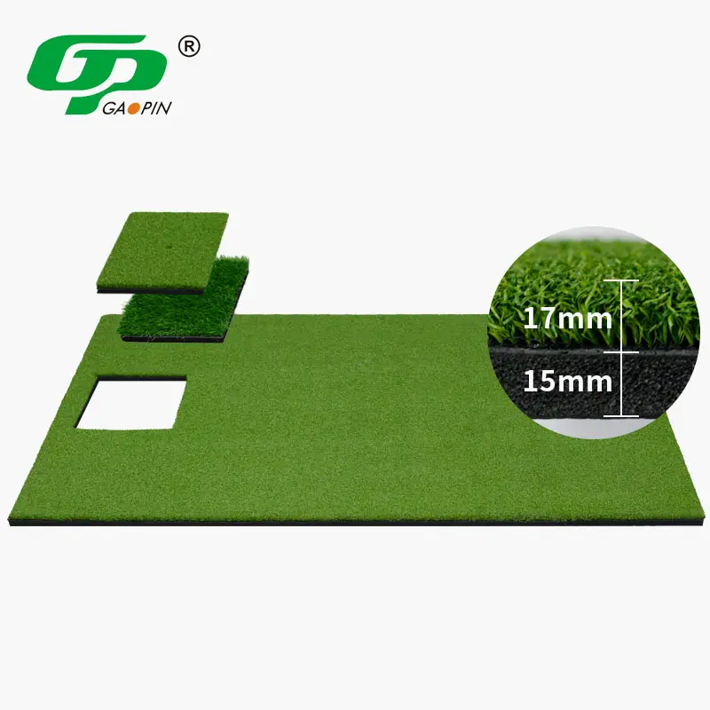 Matras rumput sintetis Premium yang dapat dipertukarkan, tikar latihan Golf rumput nilon dengan bantalan busa karet, tikar Golf latihan