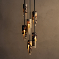 Mini lustre en marbre avec commande sans fil, éclairage LED pour chambre à coucher, salle à manger, escalier - Design en pierre minimaliste italien de luxe