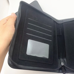 Tùy chỉnh màu đen PU da Chất kết dính <span class=keywords><strong>A4</strong></span> dây kéo tài liệu thư mục tập tin xe tài liệu chủ - Product Image 5