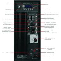 Système de sonorisation PA actif professionnel 400W avec haut-parleur de 15 pouces, caisson de basses, ensembles de karaoké sans fil, boîte DJ, TWS-MIC+FM+ECHO, Bocina Parlant