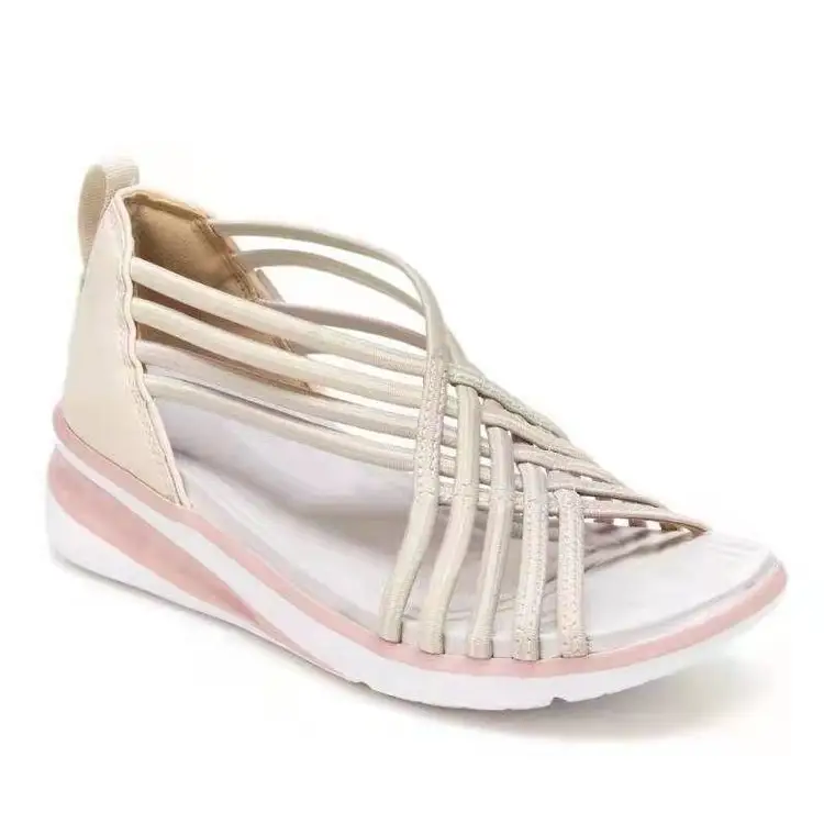 Sandalias de cuña de gran tamaño Sandalias de banda cruzada hueca de diseñador de moda Zapatos de verano informales para caminar al aire libre
