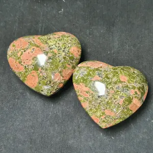 Unakite inchado Selenite Chakra Coração Pedra Cura Para Prosperidade e Boa Sorte Pedra
